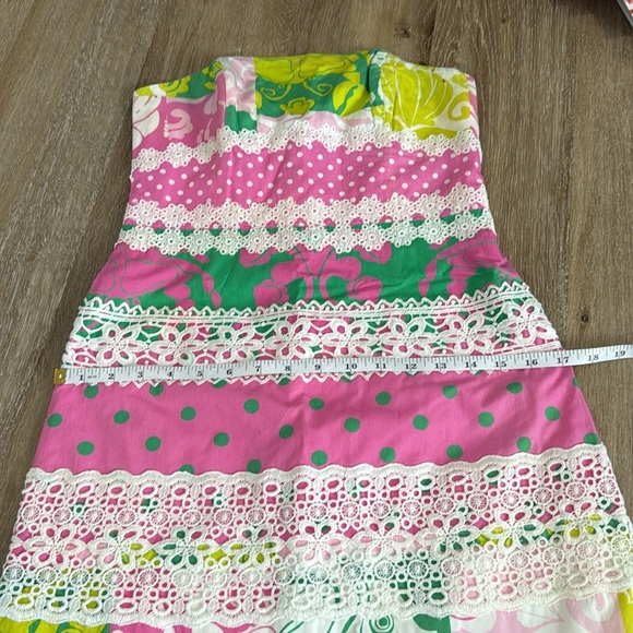 Lilly Pulitzer Strapless Floral SZ 0 Pink and Green Mini Dress for Vibrant Style - Picture 14 of 14